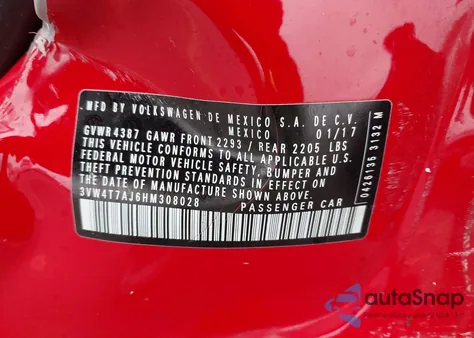 2017 Volkswagen Jetta Gli z USA, uszkodzony, nr VIN 3VW4T7AJ6HM308028